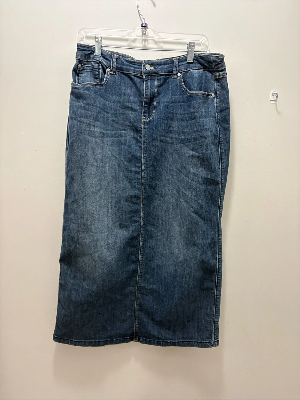 Christopher & Banks Dark Blue Denim Midi Skirt